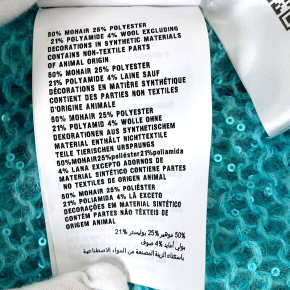 Miu Miu Blue Sequined Mohair Blend V-Neck Button-Up Cardigan Sweater Size S Made - Picture 6 of 8